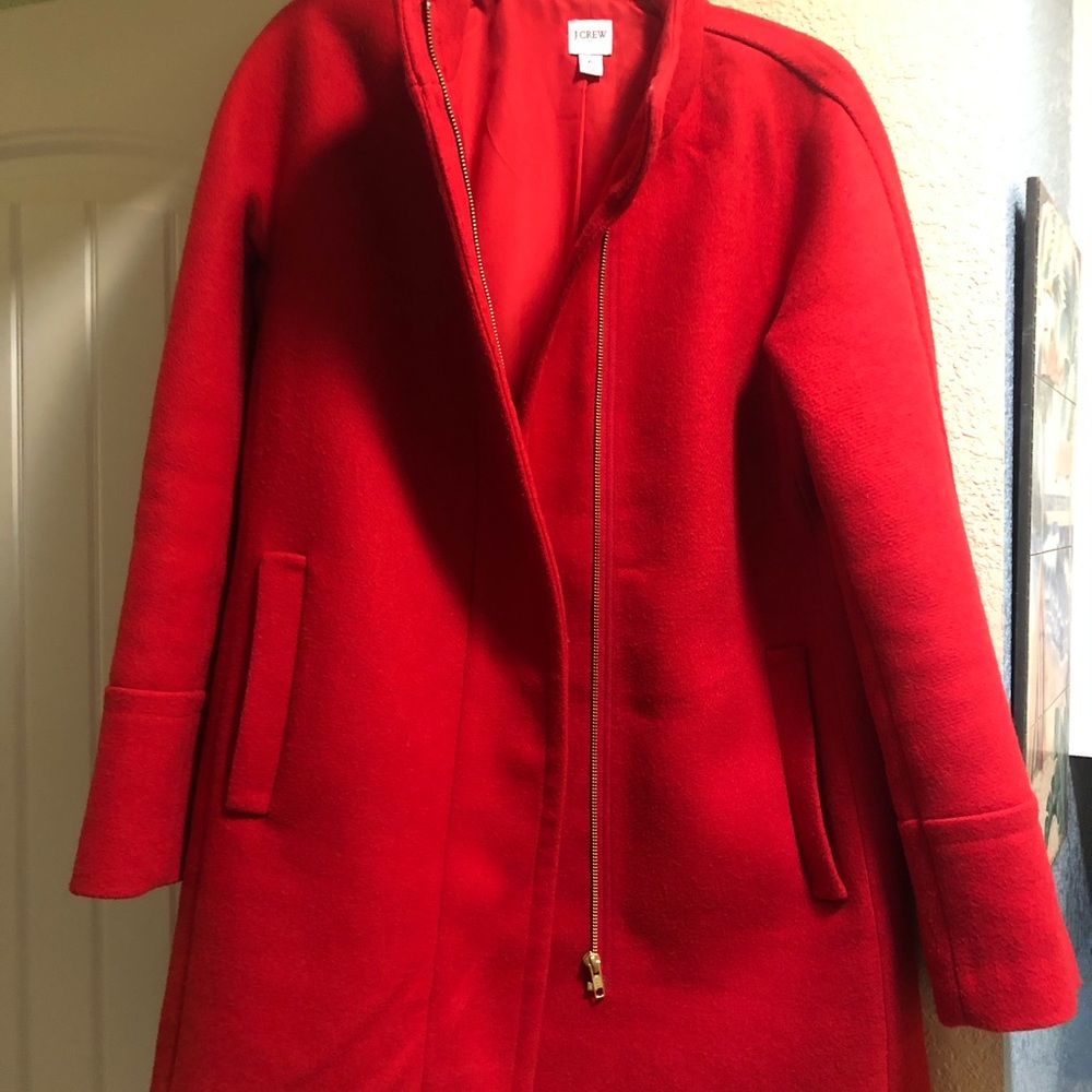 J Crew City Coat. Wool blend, full zip, raglan sleeve, side pockets.